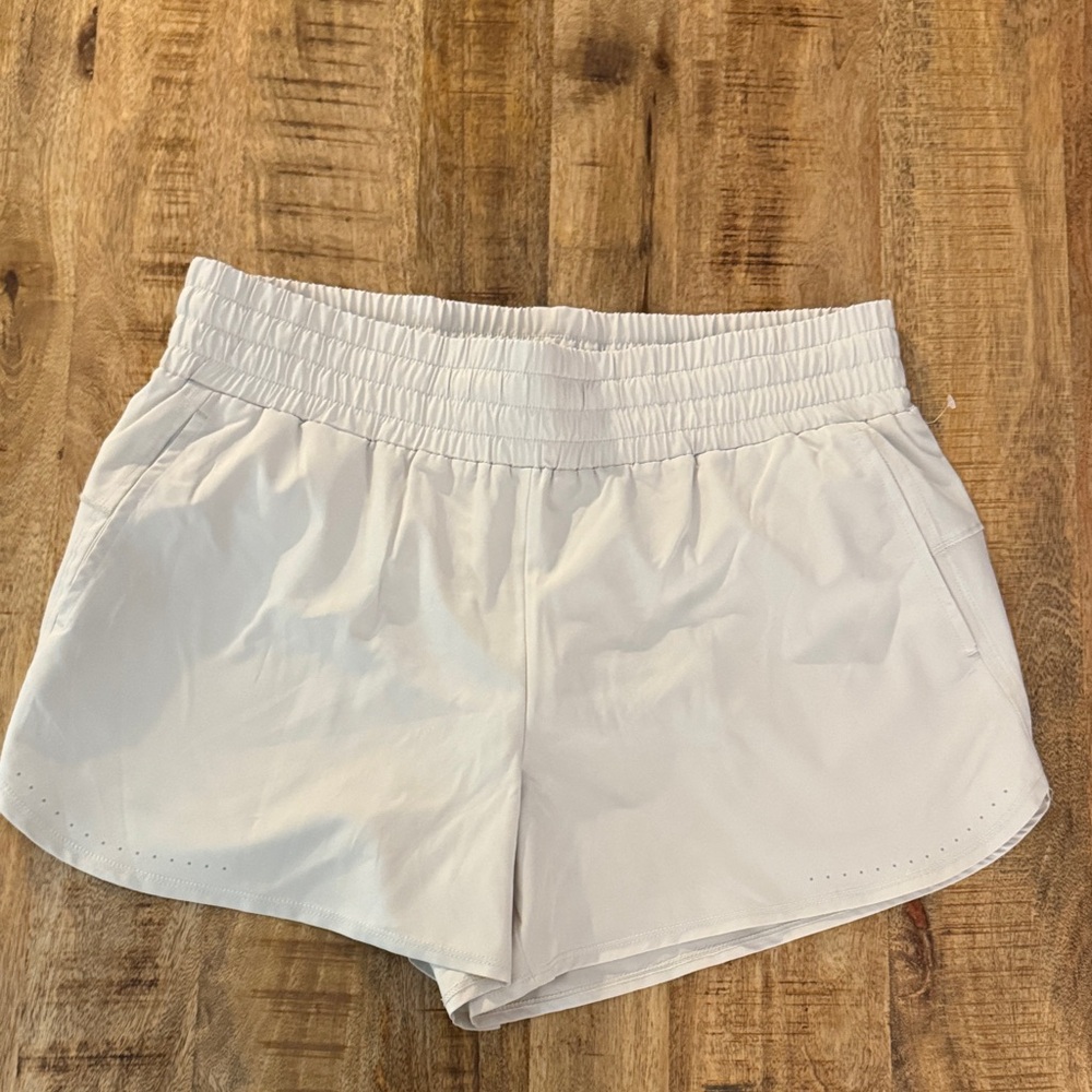 RBX Women's taupe cream Elastic Waist athletic Shorts panty inside pockets NWT